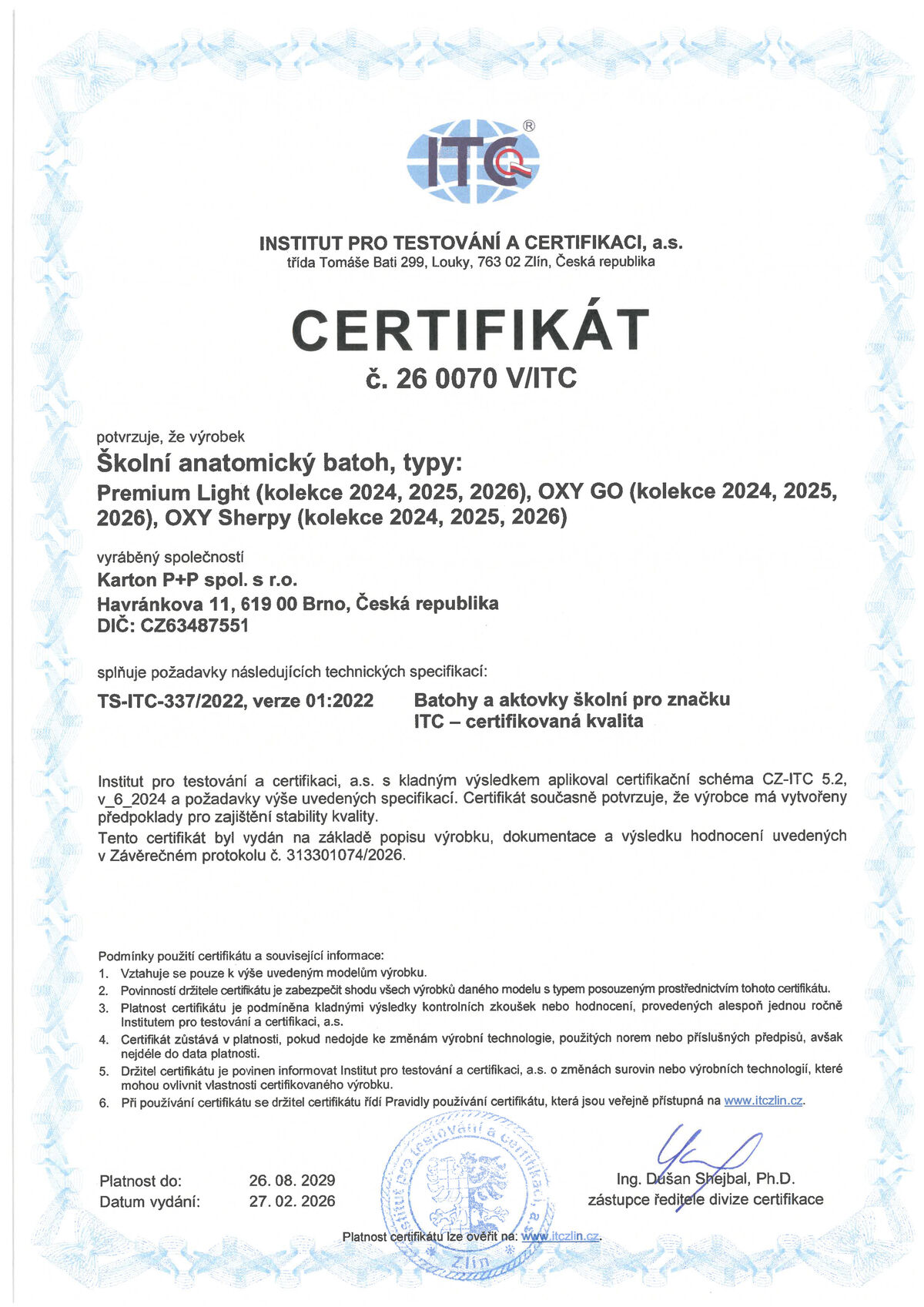 Certifikát Česká kvalita – školské batohy Oxybag